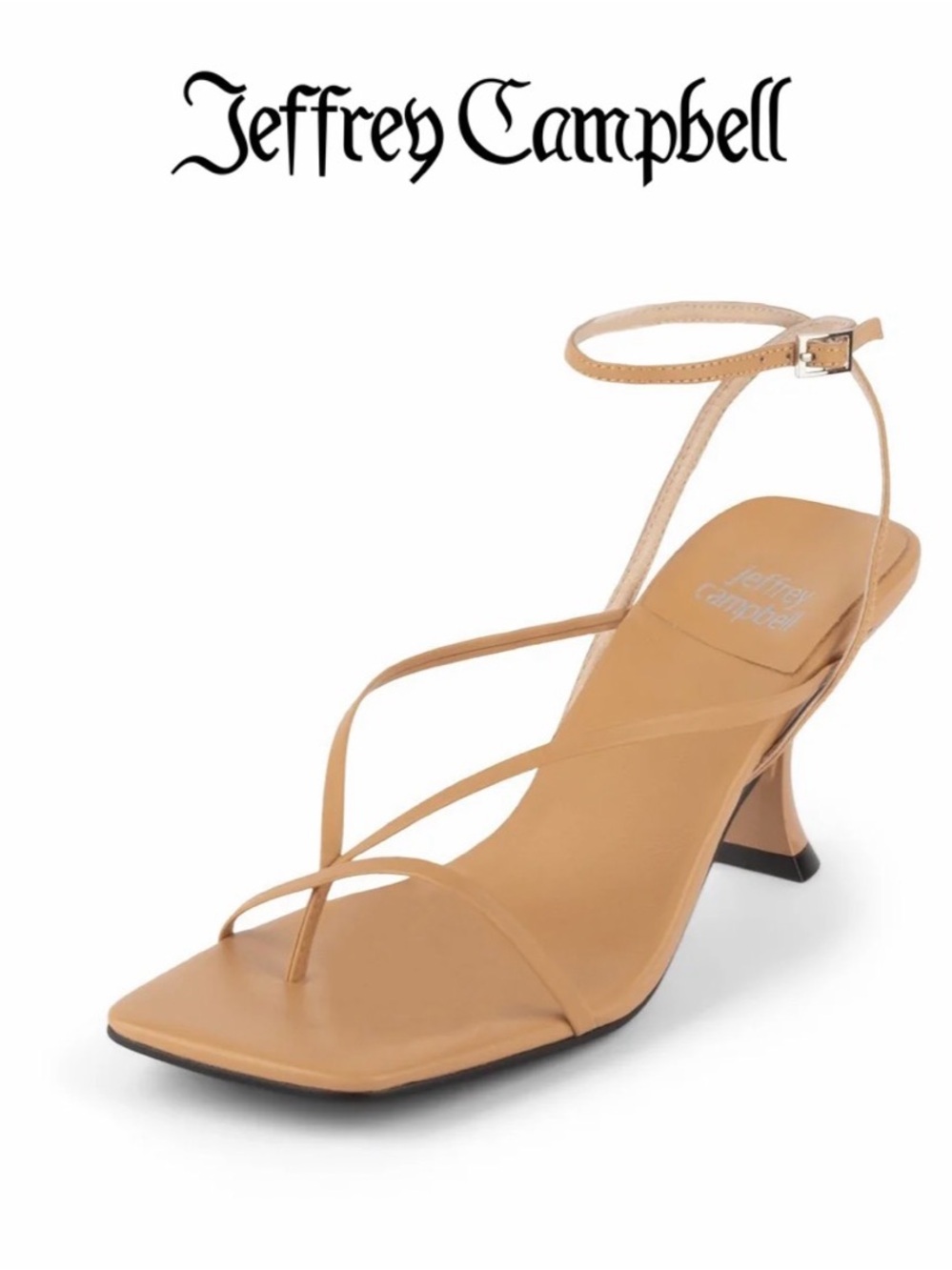 Jeffrey Campbell Flux Tan Strappy Square-Toe Ankle Strap Heel sz 7.5